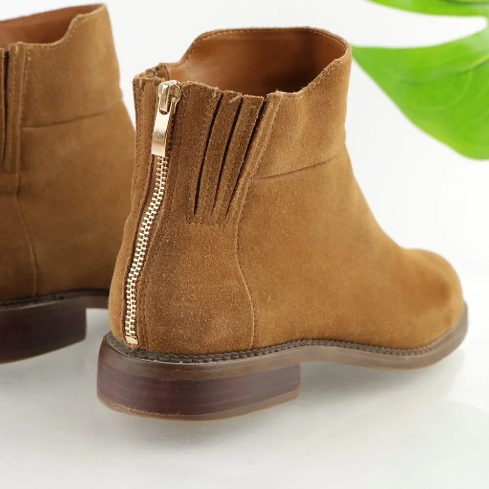 Franco Sarto Womens Hawk Boots Size‎ 10 Camel Tan Suede Booties Low Block Heel